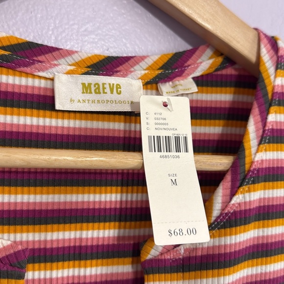 Maeve by Anthropologie Ribbed Striped Button Up Blouse Top Women’s size Medium - Picture 4 of 8